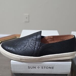 Sun + Stone Textured Black Loafers